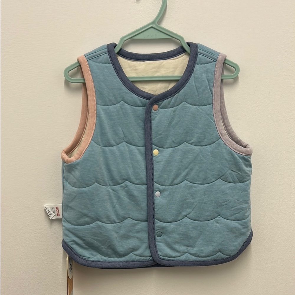 Kids Quilted wave Vest - Blue and Multicolor